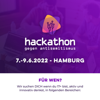 Grafik mit Schriftzug: "Hackathon gegen Antisemitismus"