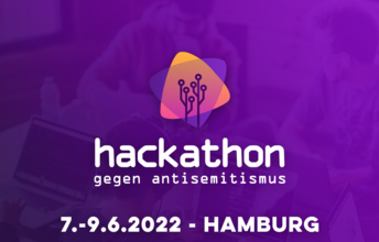Grafik mit Schriftzug: "Hackathon gegen Antisemitismus"