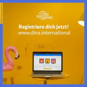 Schriftzug: DINA: Jetzt registrieren
