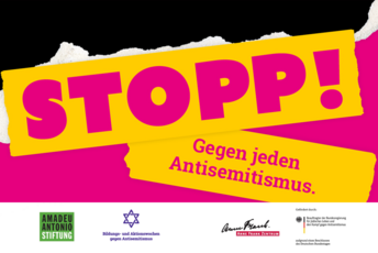 Schriftzug: Stopp! Gegen jeden Antisemitismus