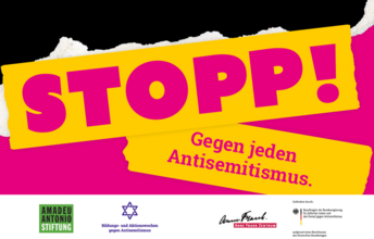 Schriftzug: Stopp! Gegen jeden Antisemitismus