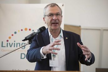Volker Beck, Präsident der Deutsch-Israelischen Parlamentariergruppe, bei seiner Rede zu Aspekten von Deutschland als Migrationsgesellschaft. (Foto © Ruthe Zuntz) Volker Beck, Präsident der Deutsch-Israelischen Parlamentariergruppe.