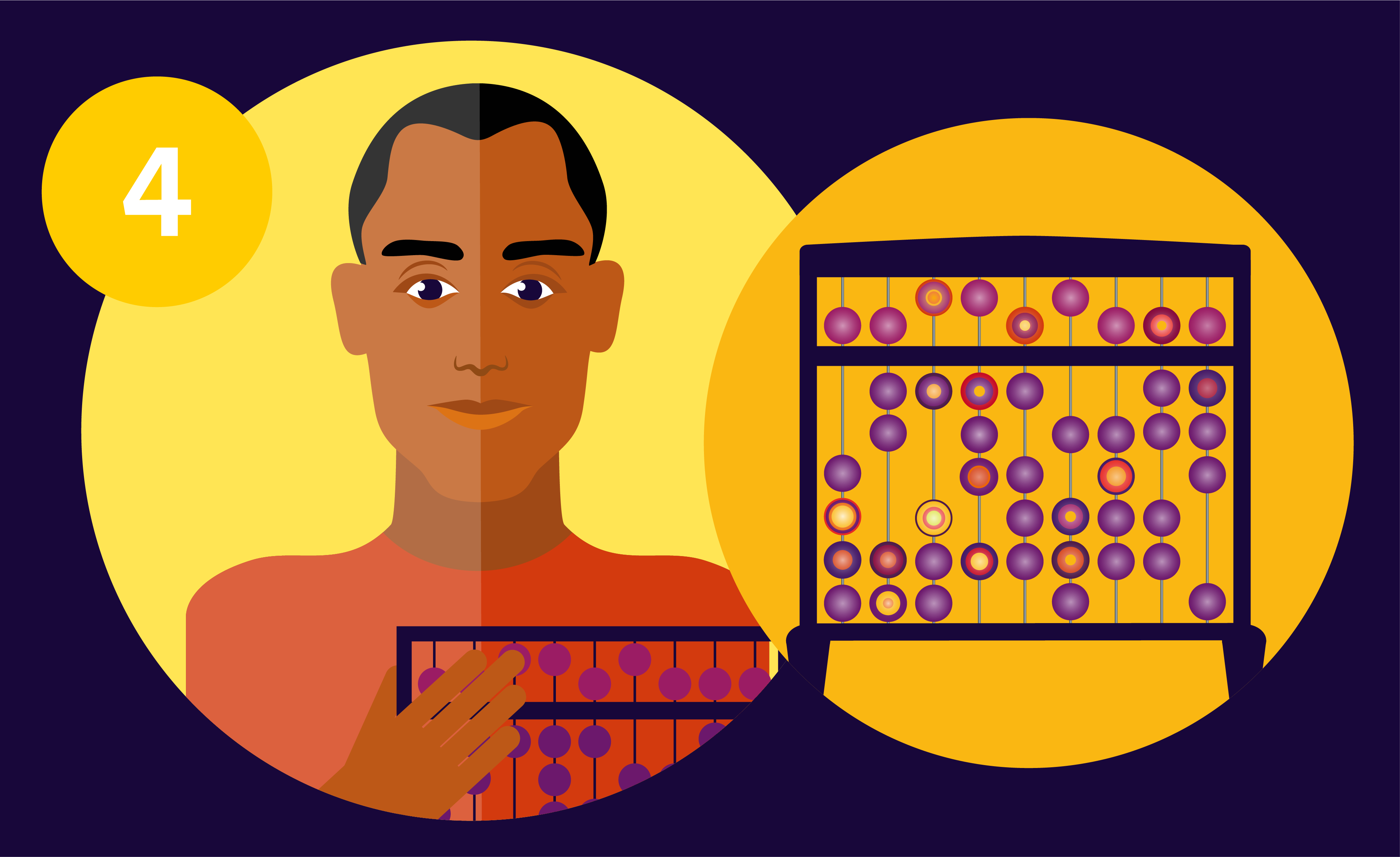 Ein Mann mit einer Zahlentafel als Comic