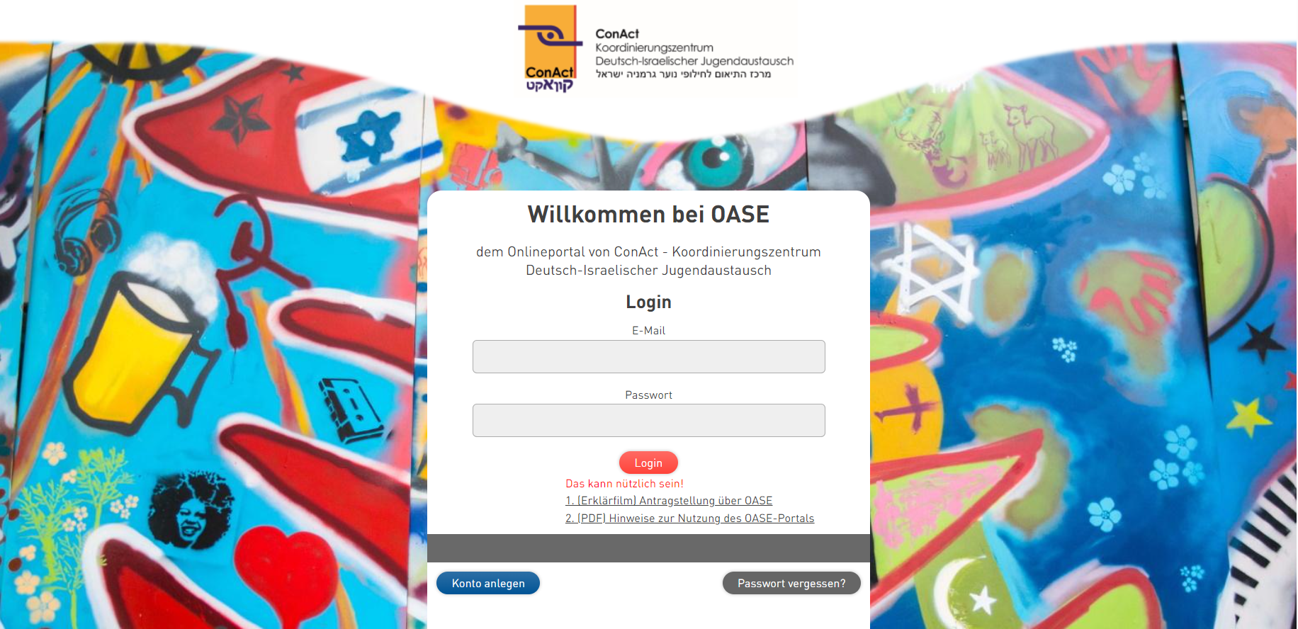Screenshot der Startseite der Fördersoftware OASE
