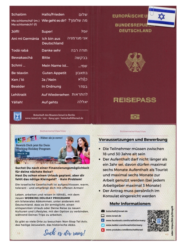 Grafik auf der die Bedinungen für ein Working-Holiday-Visum verschriftlicht sind